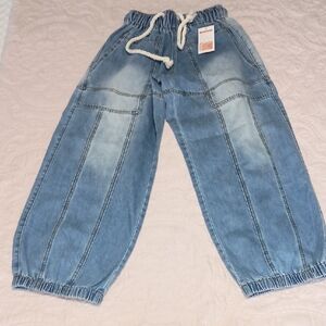 Light Wash Denim Jogger Pants with Rope Drawstring NWT